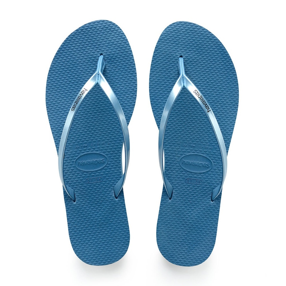 Havaiana Women's Metallic Blue Steel Flip Flops